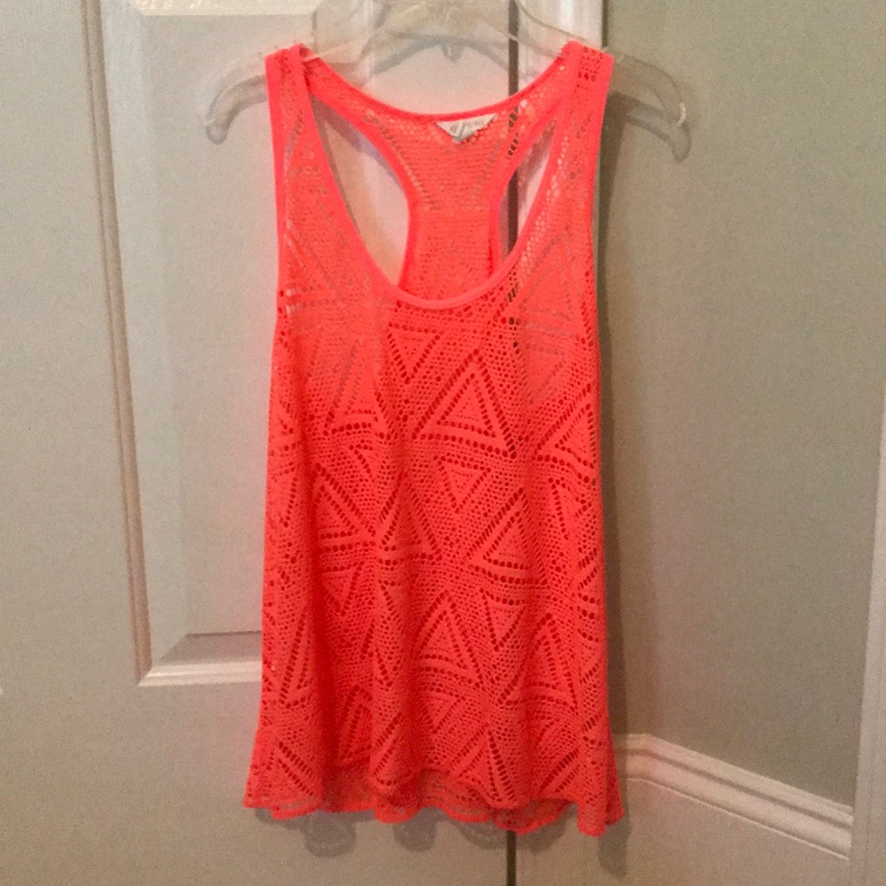 Bright Coral/Pink Tank Top Geometric Design